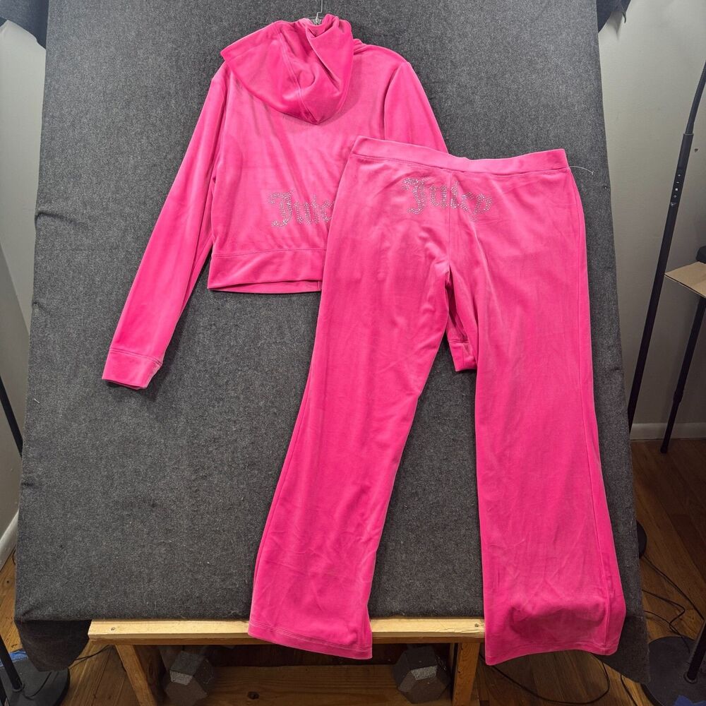 Juicy Couture Pink Velour Track Pants & Hoodie Set